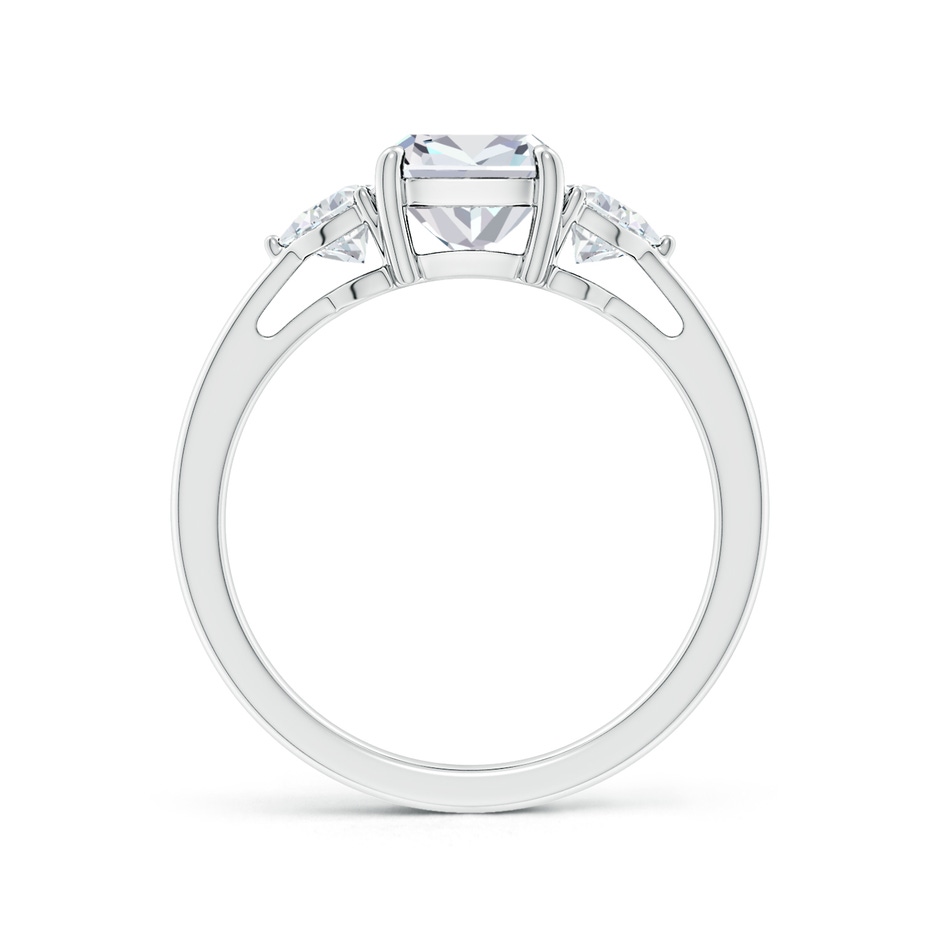 6.5mm FGVS Lab-Grown Cushion and Trillion Diamond Three Stone Reverse Tapered Shank Engagement Ring in White Gold side 199