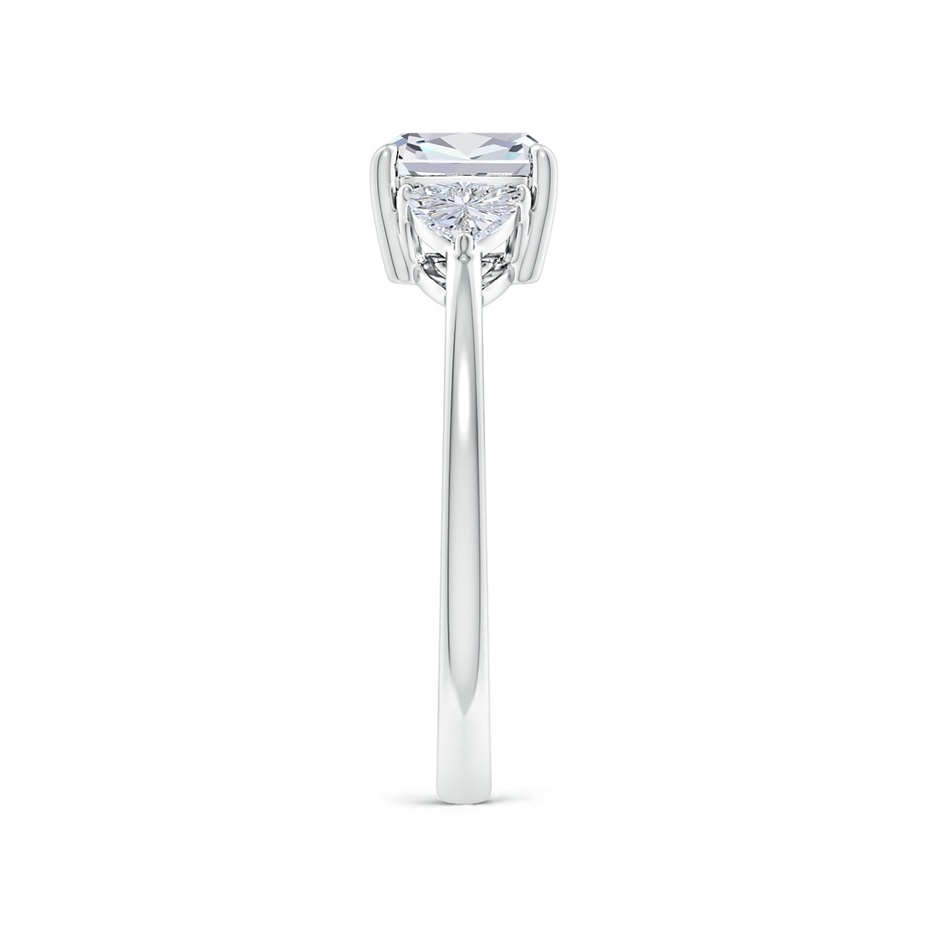 6.5mm FGVS Lab-Grown Cushion and Trillion Diamond Three Stone Reverse Tapered Shank Engagement Ring in White Gold Side 299