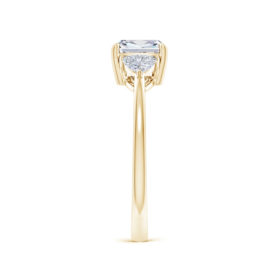 6.5mm FGVS Lab-Grown Cushion and Trillion Diamond Three Stone Reverse Tapered Shank Engagement Ring in Yellow Gold side 299