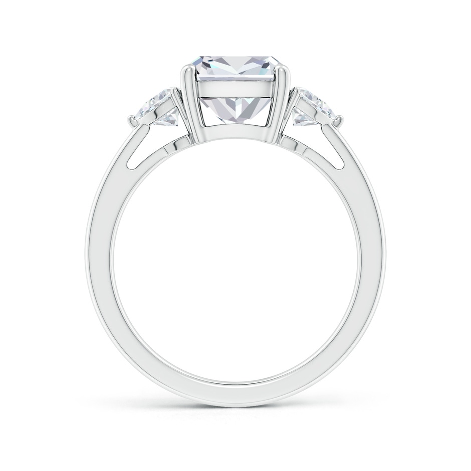 7.5mm FGVS Lab-Grown Cushion and Trillion Diamond Three Stone Reverse Tapered Shank Engagement Ring in White Gold side 199
