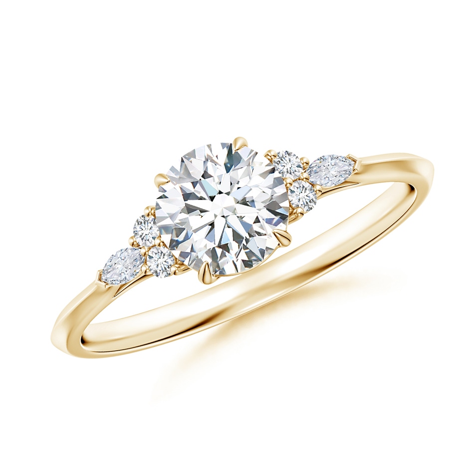 5.9mm FGVS Lab-Grown Round Diamond Side Stone Engagement Ring with Diamonds in Yellow Gold 