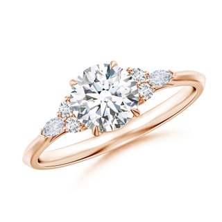 6.4mm FGVS Lab-Grown Round Diamond Side Stone Engagement Ring with Diamonds in 10K Rose Gold
