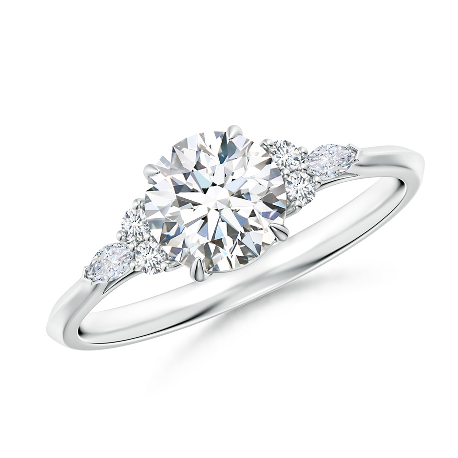 6.4mm FGVS Lab-Grown Round Diamond Side Stone Engagement Ring with Diamonds in P950 Platinum 