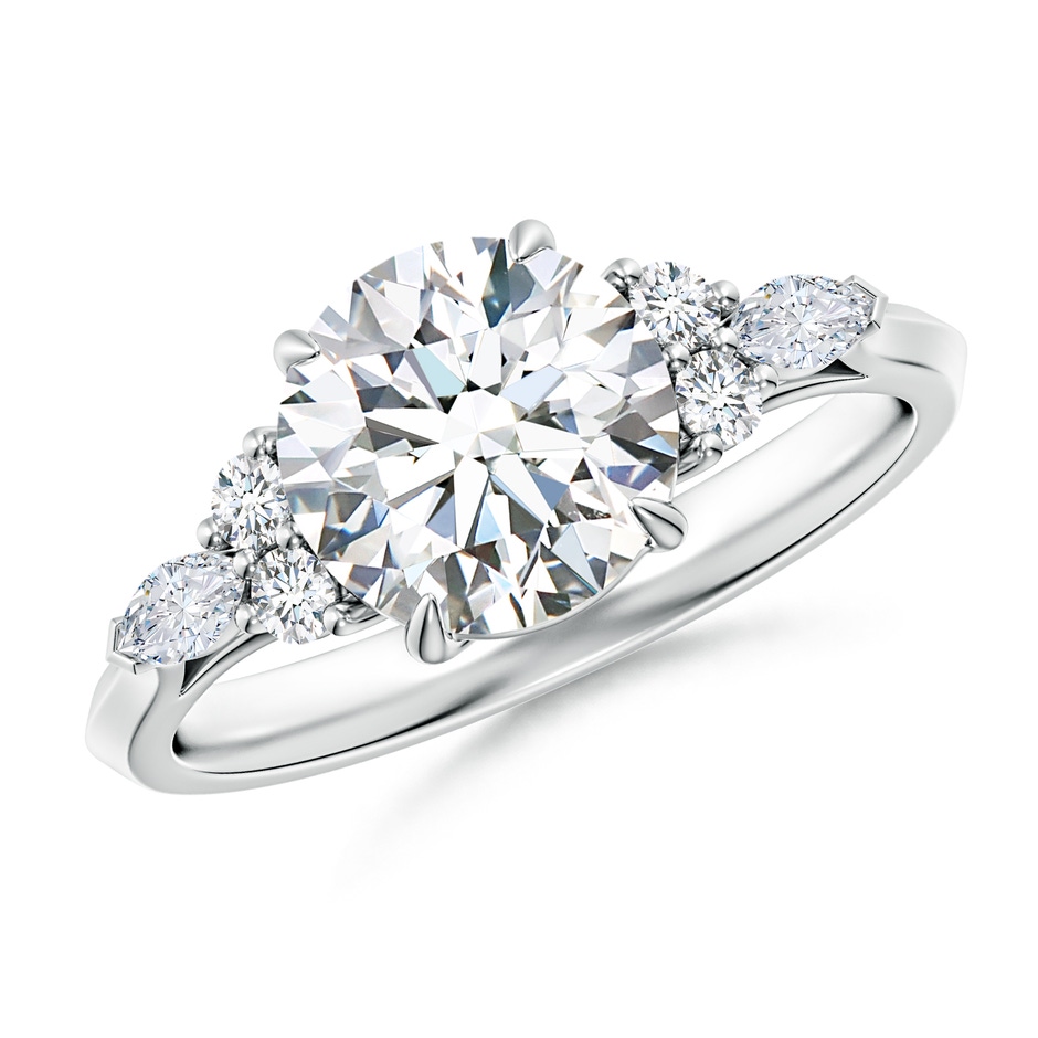 8mm FGVS Lab-Grown Round Diamond Side Stone Engagement Ring with Diamonds in P950 Platinum 