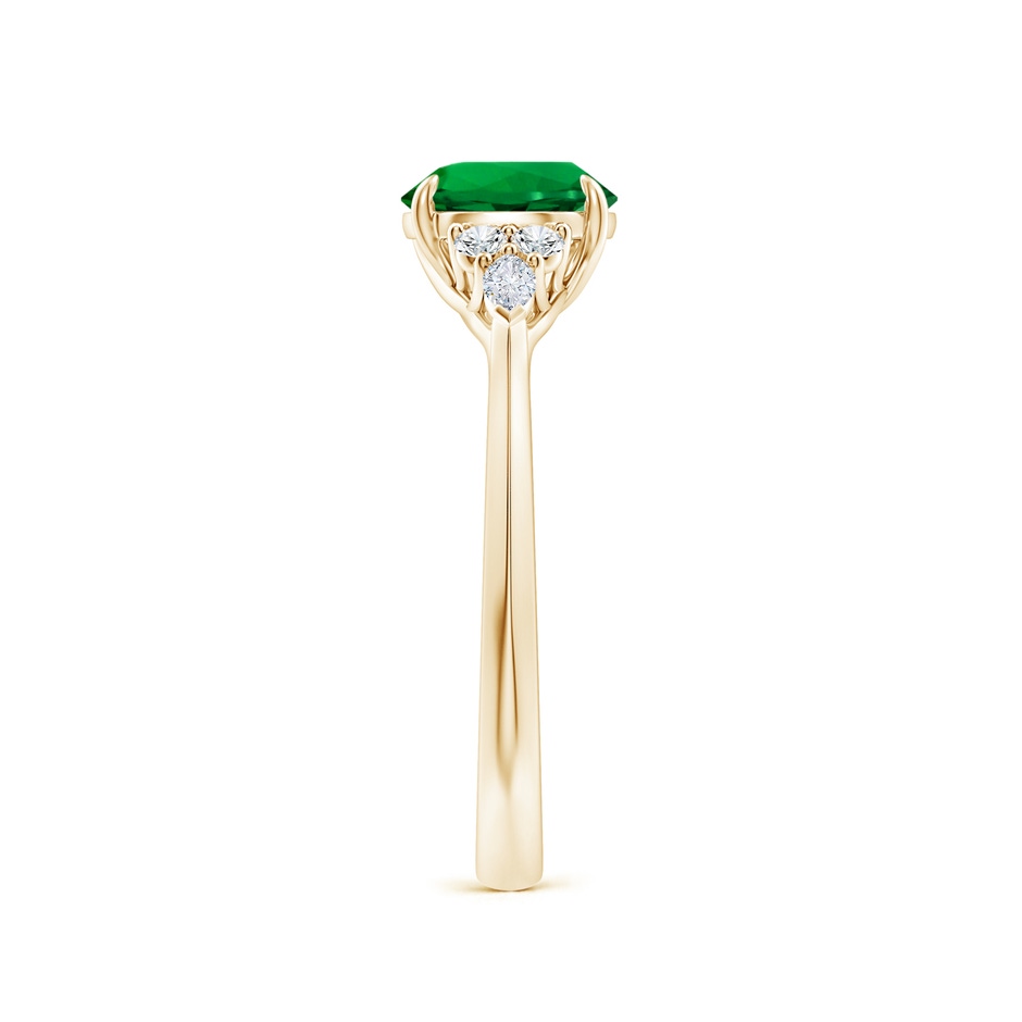 7mm Labgrown Lab-Grown Round Emerald Side Stone Engagement Ring with Diamonds in 10K Yellow Gold side 299
