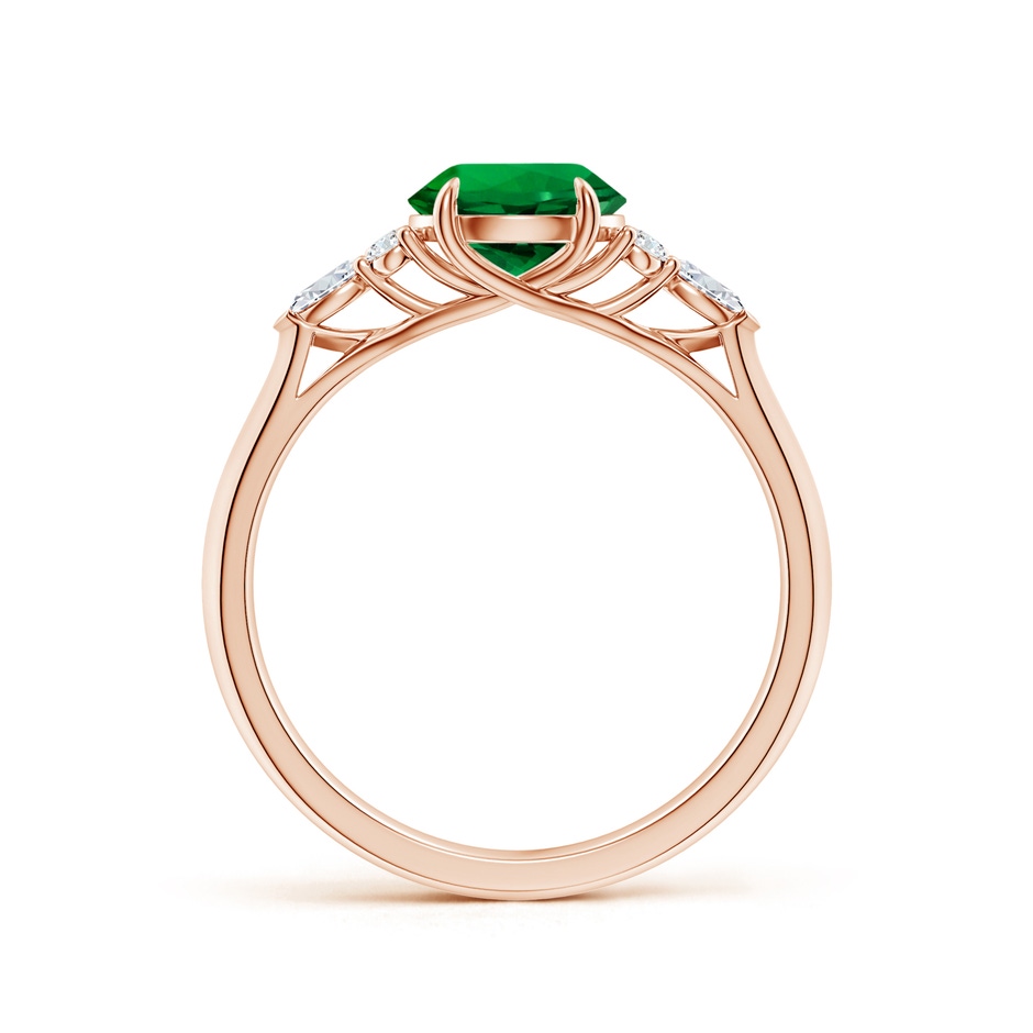 7mm Labgrown Lab-Grown Round Emerald Side Stone Engagement Ring with Diamonds in Rose Gold side 199
