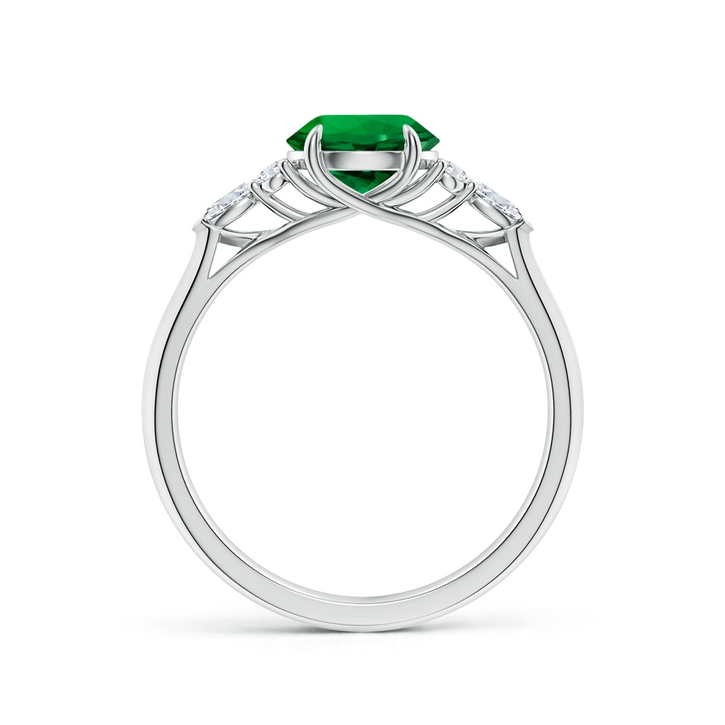 7mm Labgrown Lab-Grown Round Emerald Side Stone Engagement Ring with Diamonds in White Gold - side 199