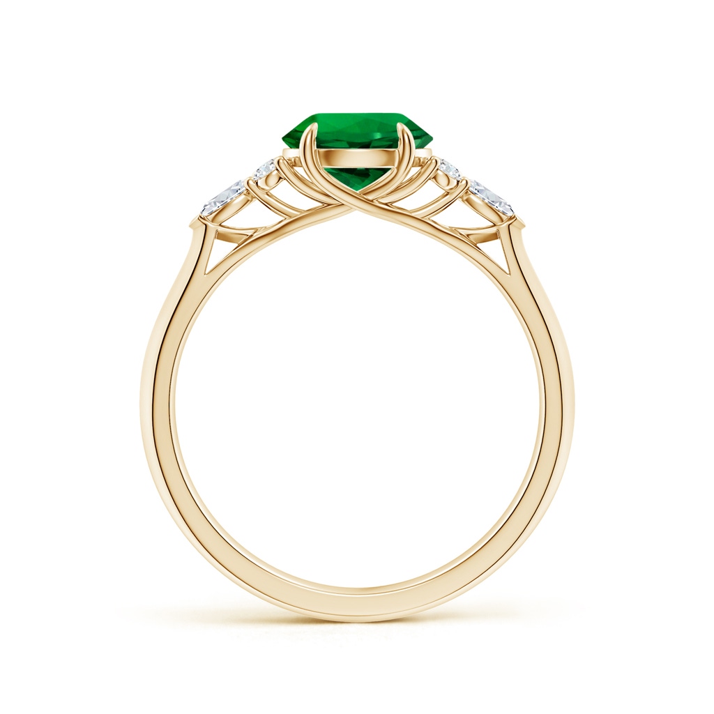 7mm Labgrown Lab-Grown Round Emerald Side Stone Engagement Ring with Diamonds in Yellow Gold - side 199