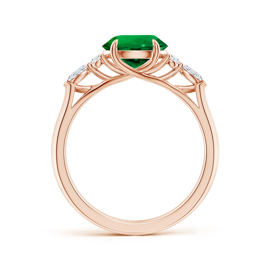 8mm Labgrown Lab-Grown Round Emerald Side Stone Engagement Ring with Diamonds in 18K Rose Gold side 199