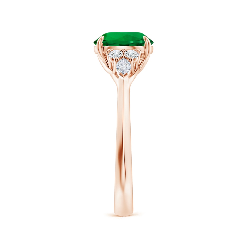 8mm Labgrown Lab-Grown Round Emerald Side Stone Engagement Ring with Diamonds in 18K Rose Gold side 299