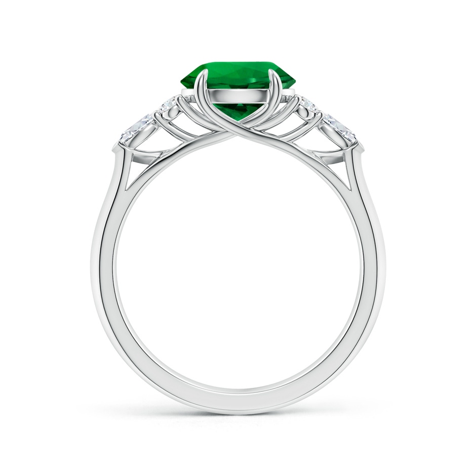 8mm Labgrown Lab-Grown Round Emerald Side Stone Engagement Ring with Diamonds in 18K White Gold side 199