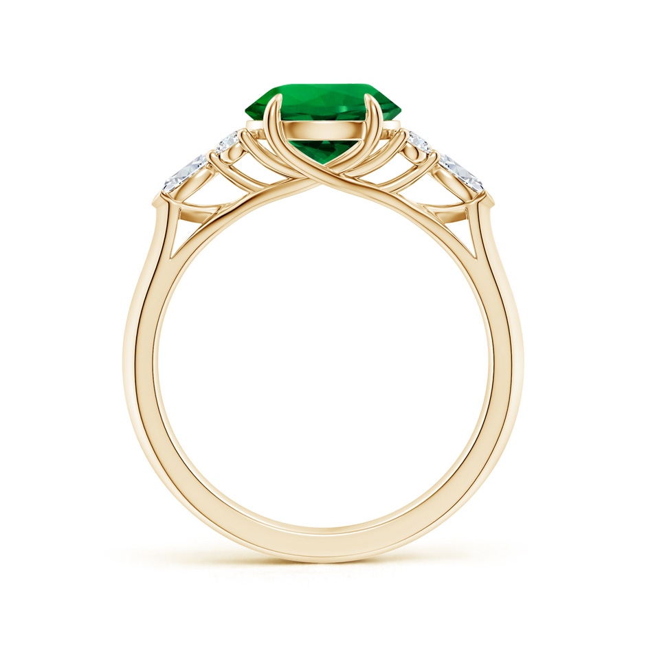 8mm Labgrown Lab-Grown Round Emerald Side Stone Engagement Ring with Diamonds in 18K Yellow Gold side 199