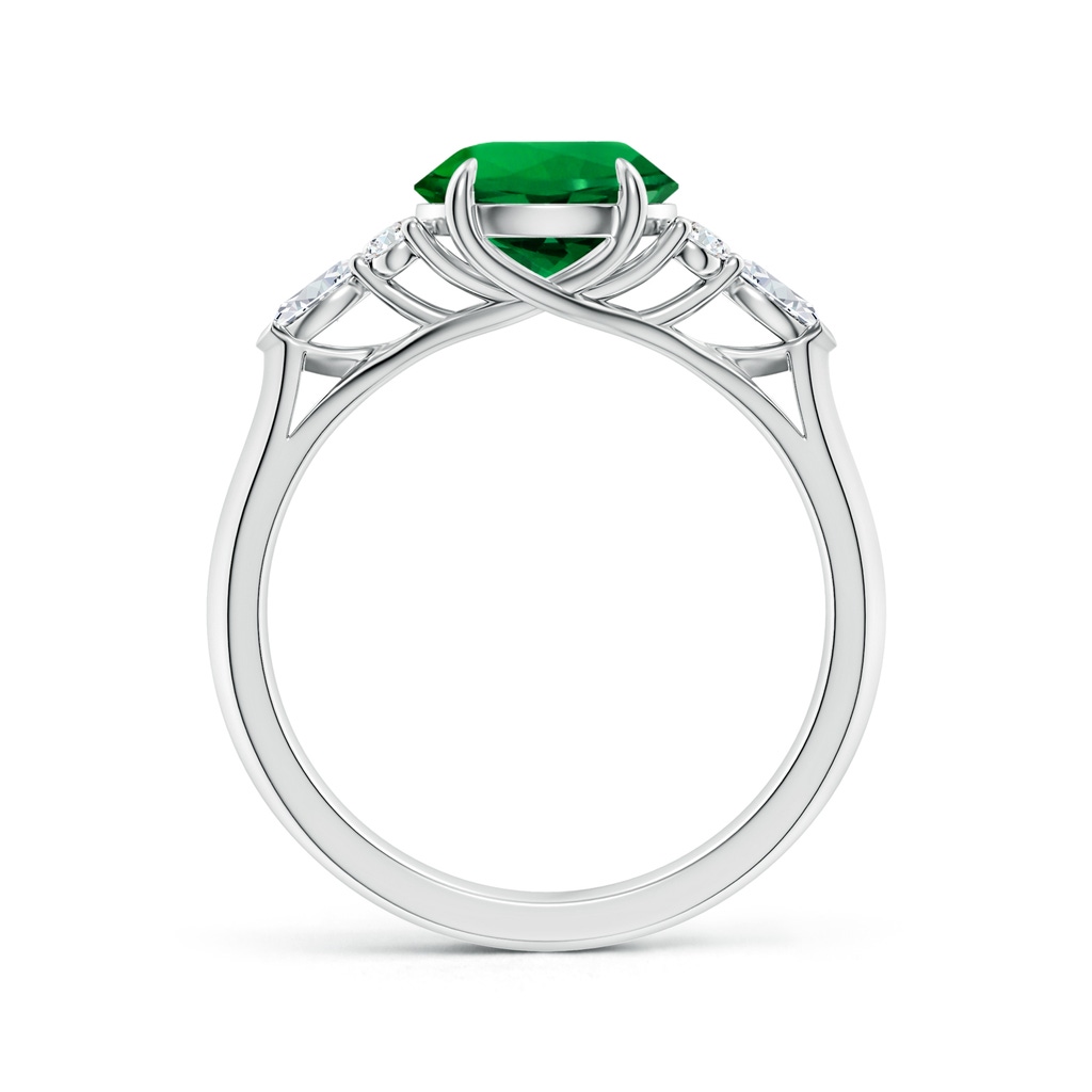 8mm Labgrown Lab-Grown Round Emerald Side Stone Engagement Ring with Diamonds in White Gold Side 199