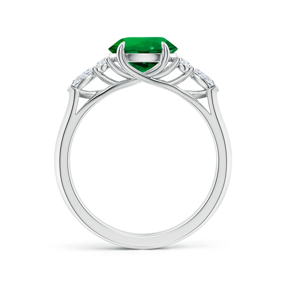 8mm Labgrown Lab-Grown Round Emerald Side Stone Engagement Ring with Diamonds in White Gold side 199