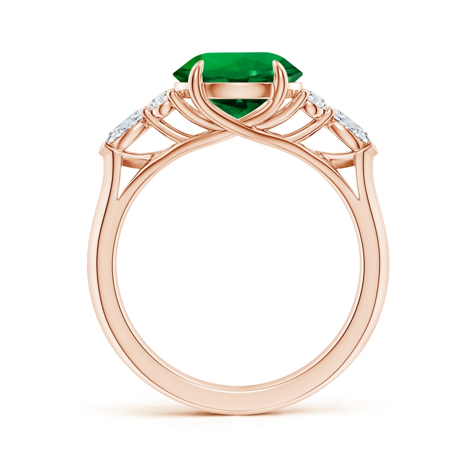 9mm Labgrown Lab-Grown Round Emerald Side Stone Engagement Ring with Diamonds in 18K Rose Gold side 199
