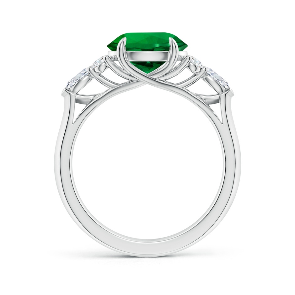 9mm Labgrown Lab-Grown Round Emerald Side Stone Engagement Ring with Diamonds in 18K White Gold side 199