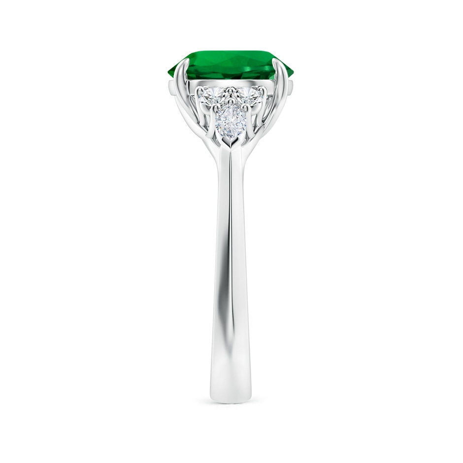 9mm Labgrown Lab-Grown Round Emerald Side Stone Engagement Ring with Diamonds in 18K White Gold side 299