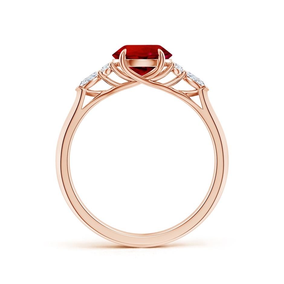 7mm Labgrown Lab-Grown Round Ruby Side Stone Engagement Ring with Diamonds in Rose Gold side 199