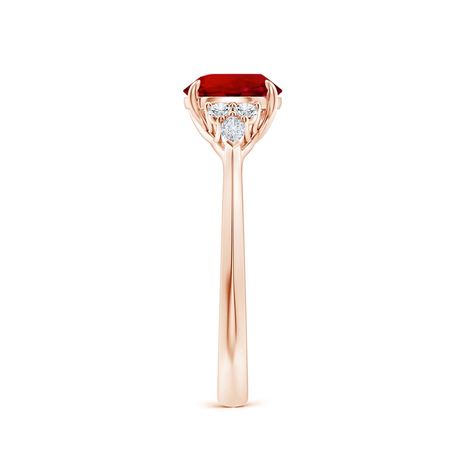 7mm Labgrown Lab-Grown Round Ruby Side Stone Engagement Ring with Diamonds in Rose Gold side 299
