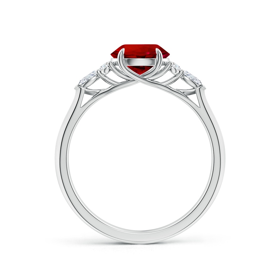 7mm Labgrown Lab-Grown Round Ruby Side Stone Engagement Ring with Diamonds in White Gold side 199