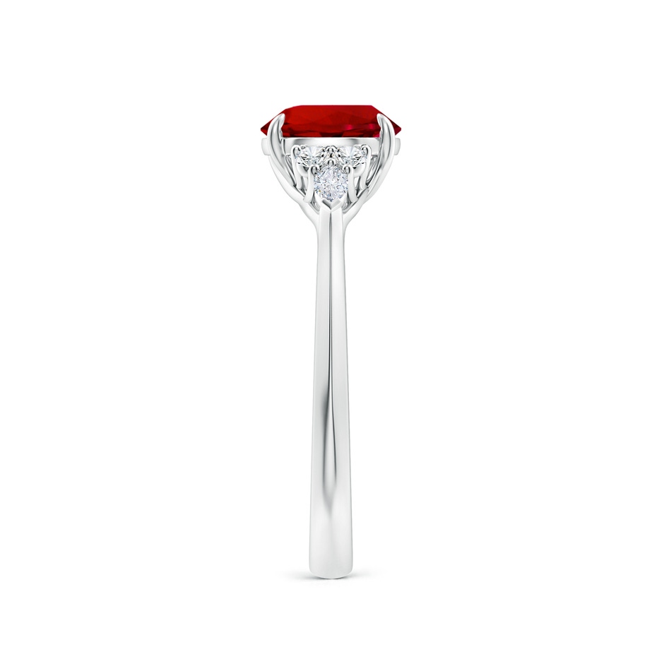 7mm Labgrown Lab-Grown Round Ruby Side Stone Engagement Ring with Diamonds in White Gold side 299