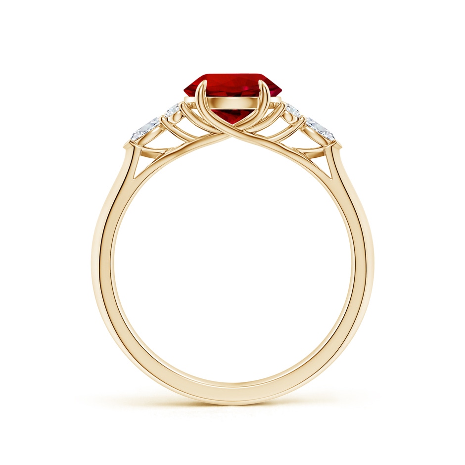 7mm Labgrown Lab-Grown Round Ruby Side Stone Engagement Ring with Diamonds in Yellow Gold side 199