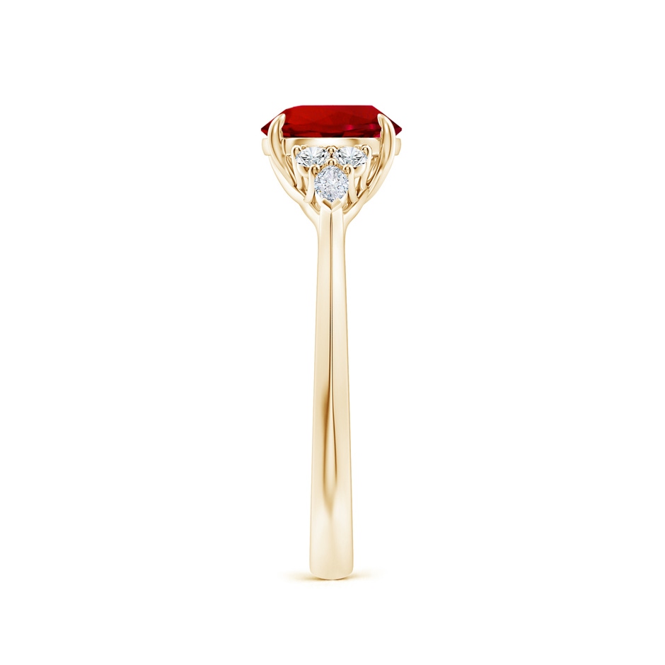 7mm Labgrown Lab-Grown Round Ruby Side Stone Engagement Ring with Diamonds in Yellow Gold side 299