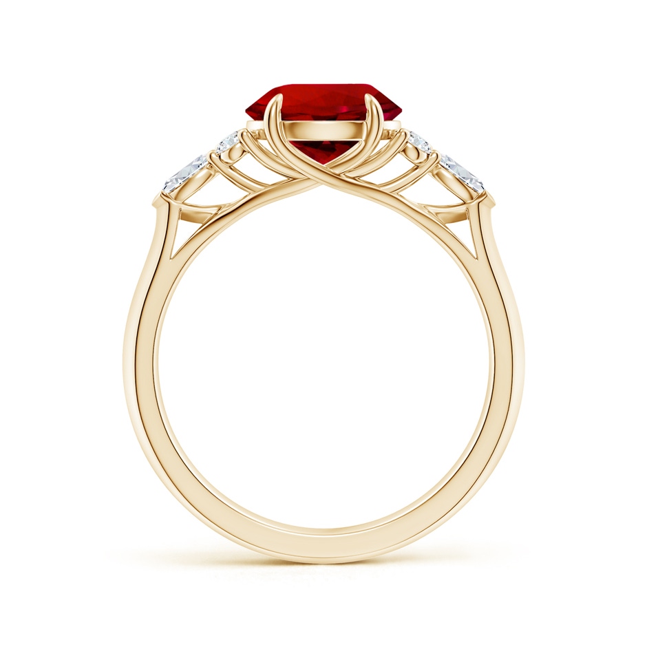 8mm Labgrown Lab-Grown Round Ruby Side Stone Engagement Ring with Diamonds in 18K Yellow Gold side 199