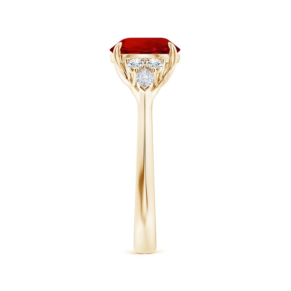 8mm Labgrown Lab-Grown Round Ruby Side Stone Engagement Ring with Diamonds in 18K Yellow Gold side 299