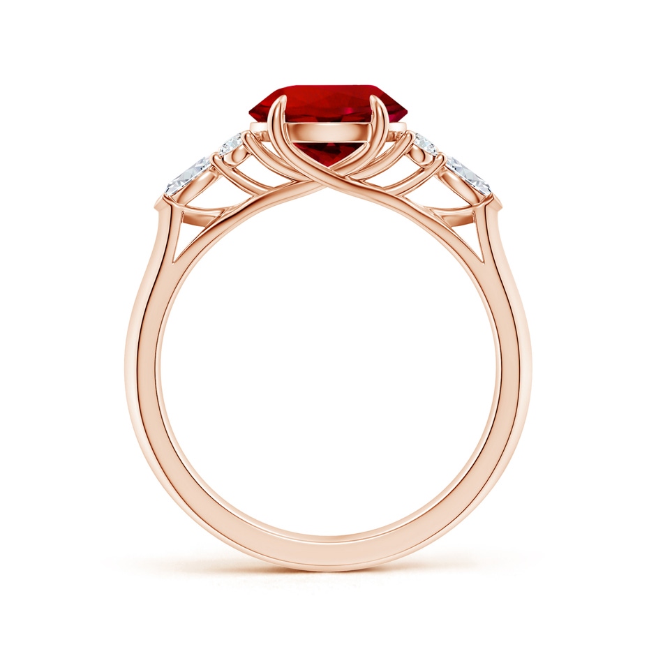 8mm Labgrown Lab-Grown Round Ruby Side Stone Engagement Ring with Diamonds in Rose Gold side 199