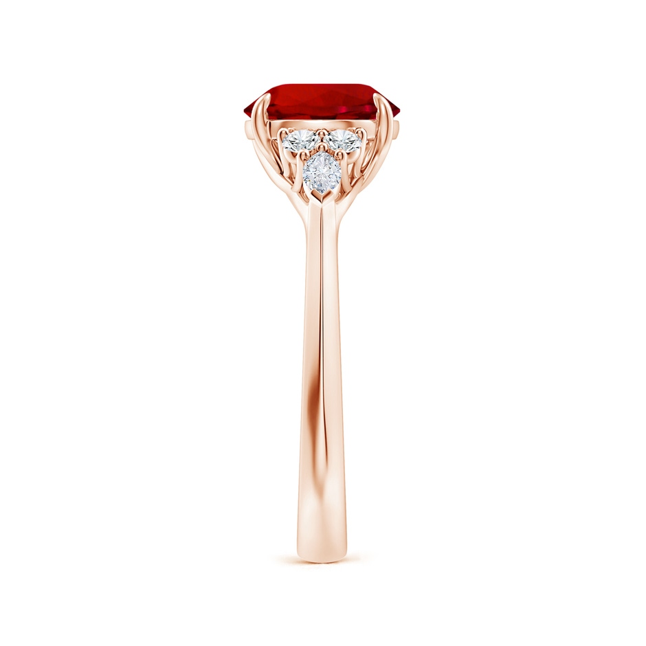8mm Labgrown Lab-Grown Round Ruby Side Stone Engagement Ring with Diamonds in Rose Gold side 299