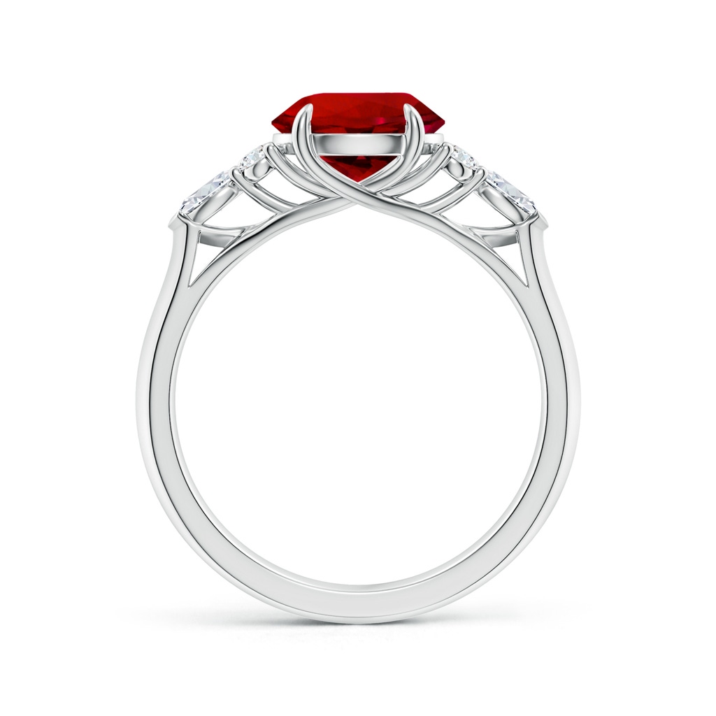 8mm Labgrown Lab-Grown Round Ruby Side Stone Engagement Ring with Diamonds in White Gold Side 199
