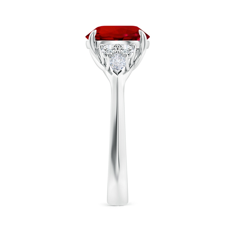 9mm Labgrown Lab-Grown Round Ruby Side Stone Engagement Ring with Diamonds in 18K White Gold side 299
