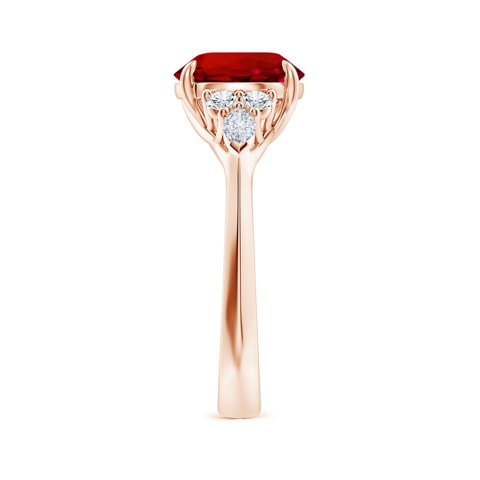 9mm Labgrown Lab-Grown Round Ruby Side Stone Engagement Ring with Diamonds in Rose Gold side 299