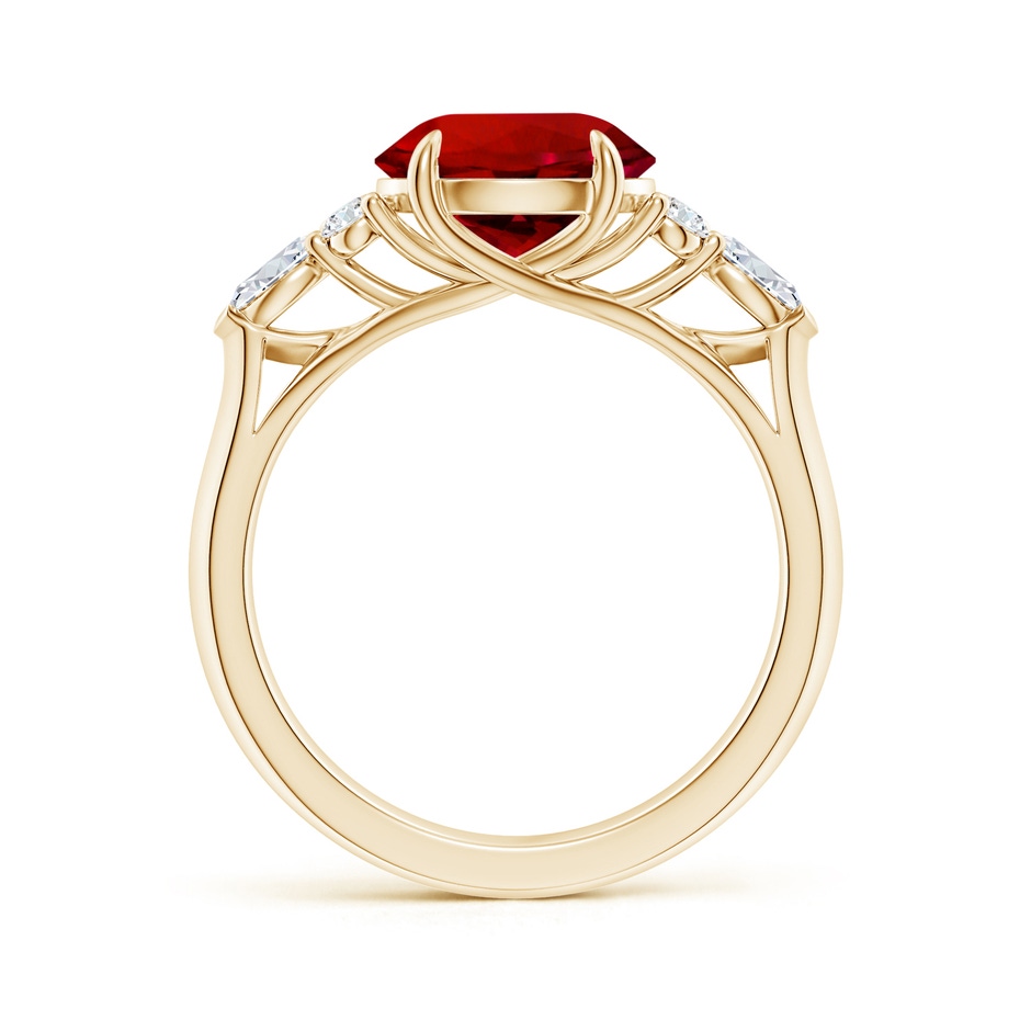 9mm Labgrown Lab-Grown Round Ruby Side Stone Engagement Ring with Diamonds in Yellow Gold side 199