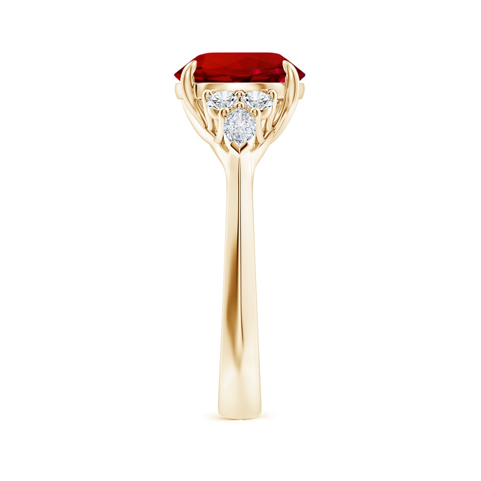 9mm Labgrown Lab-Grown Round Ruby Side Stone Engagement Ring with Diamonds in Yellow Gold side 299