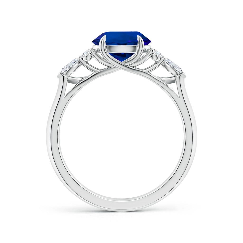 8mm Labgrown Lab-Grown Round Blue Sapphire Side Stone Engagement Ring with Diamonds in White Gold Side 199