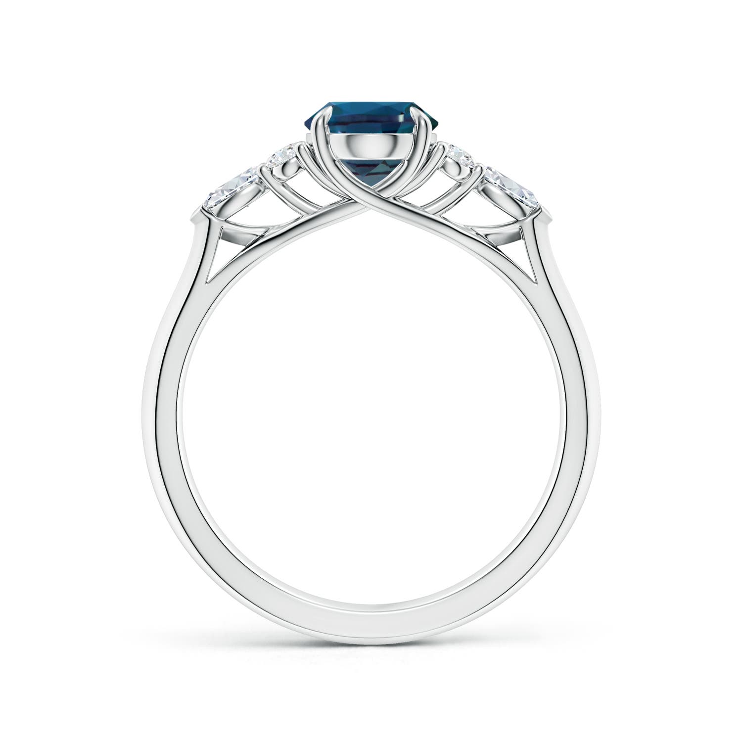 8x6mm Labgrown Oval Lab-Grown Alexandrite Side Stone Ring with Diamonds in White Gold - side 1