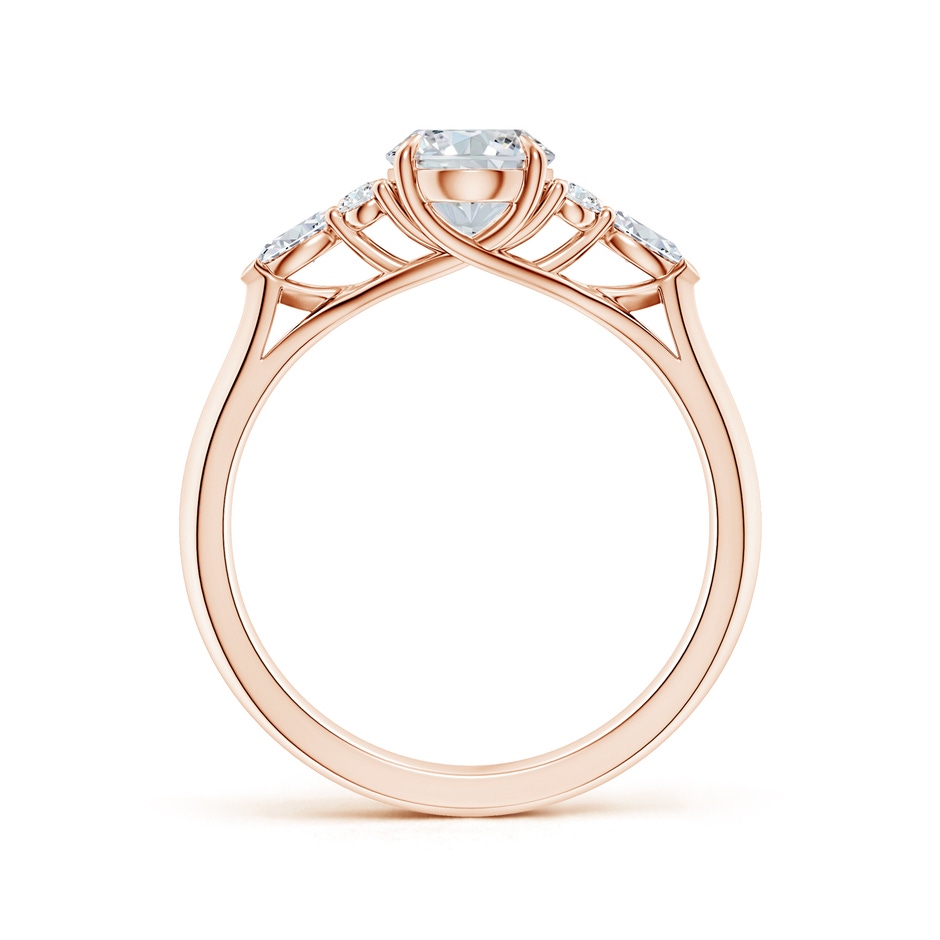 8x6mm FGVS Lab-Grown Oval Diamond Side Stone Engagement Ring with Diamonds in 9K Rose Gold side 199