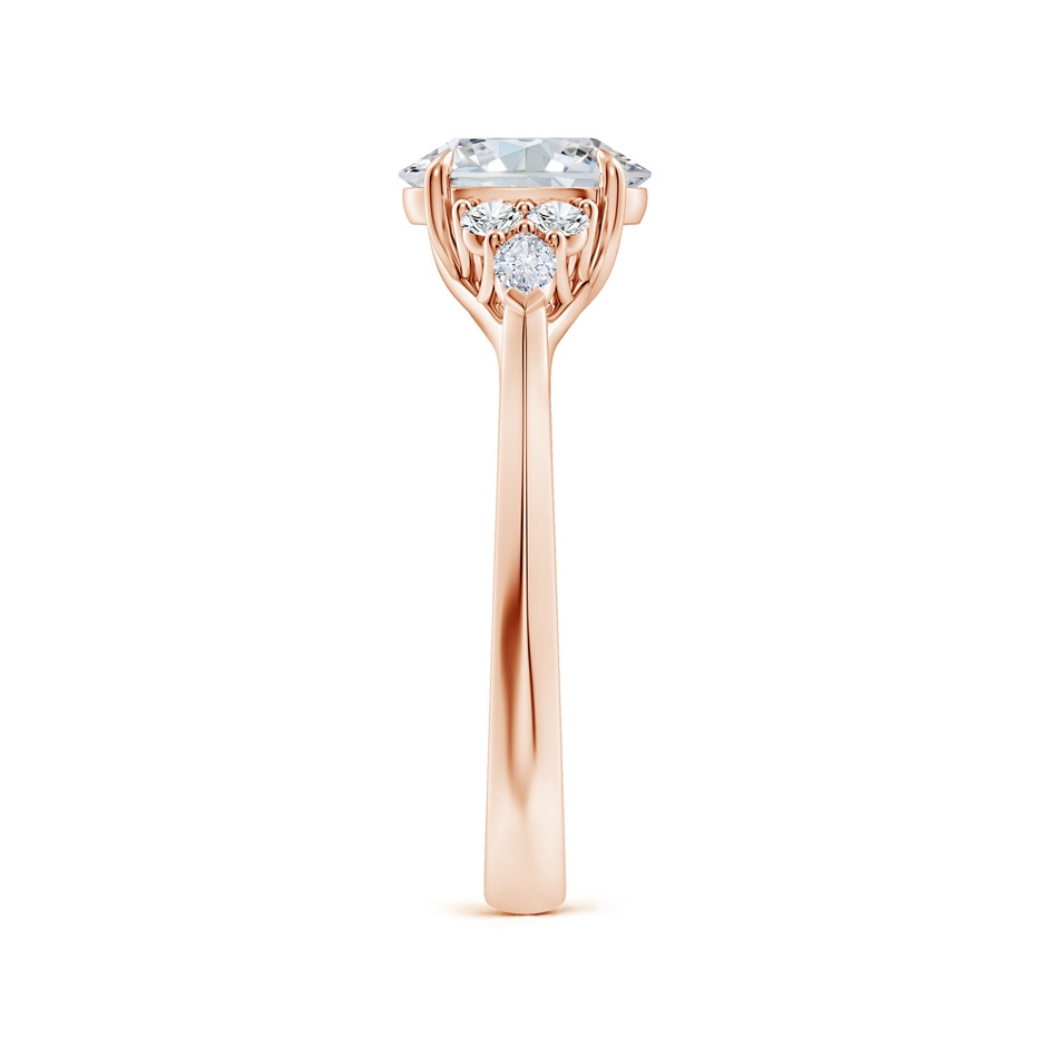 8x6mm FGVS Lab-Grown Oval Diamond Side Stone Engagement Ring with Diamonds in 9K Rose Gold side 299