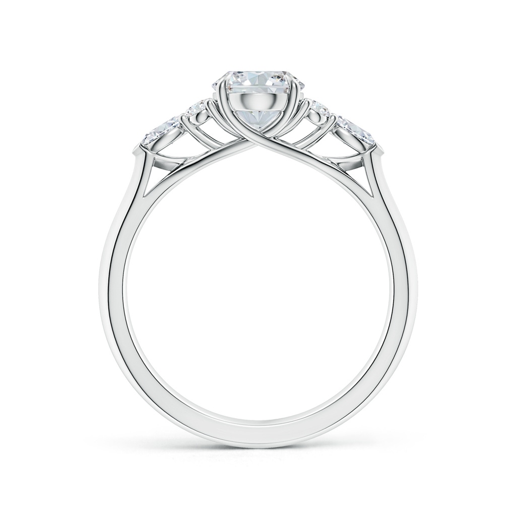8x6mm FGVS Lab-Grown Oval Diamond Side Stone Engagement Ring with Diamonds in White Gold - side 199