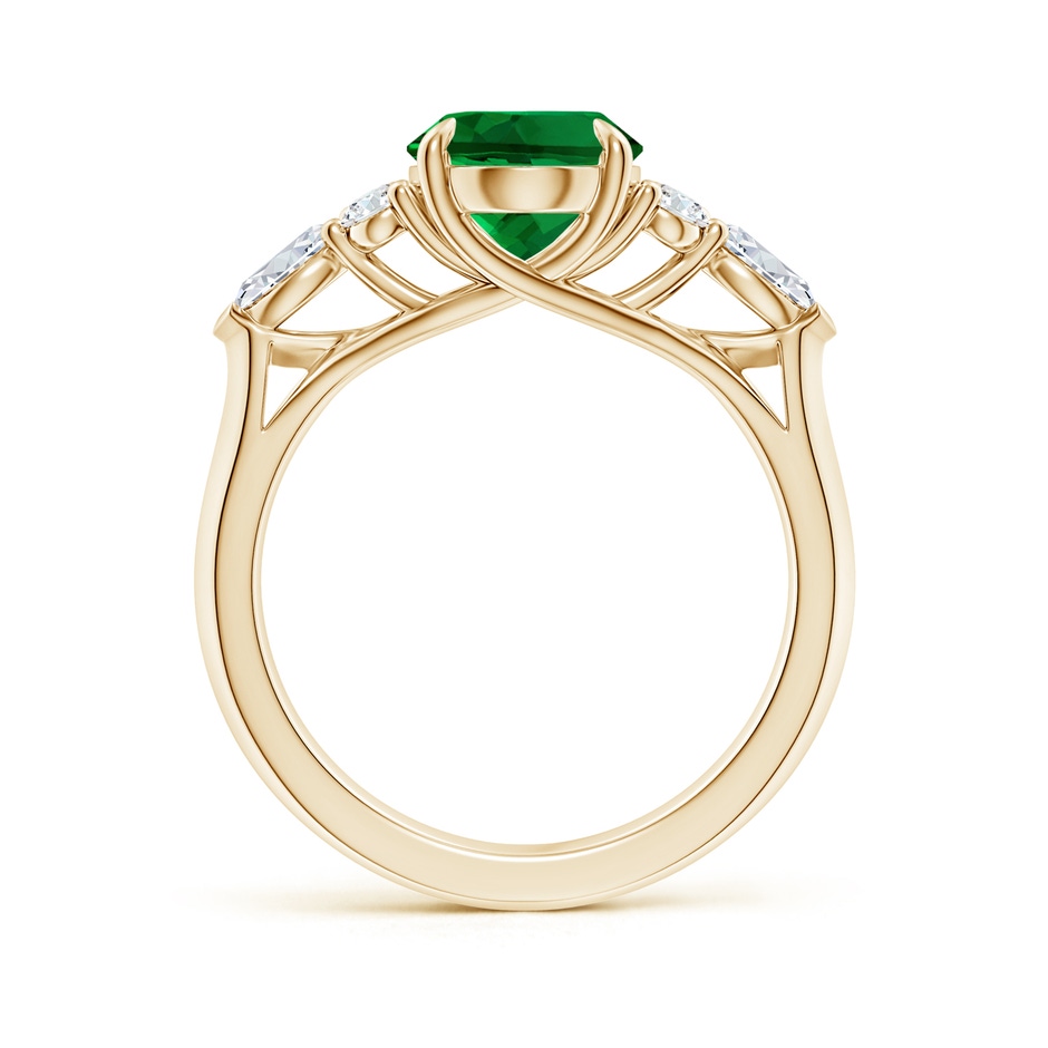 10x8mm Labgrown Lab-Grown Oval Emerald Side Stone Engagement Ring with Diamonds in 18K Yellow Gold side 199