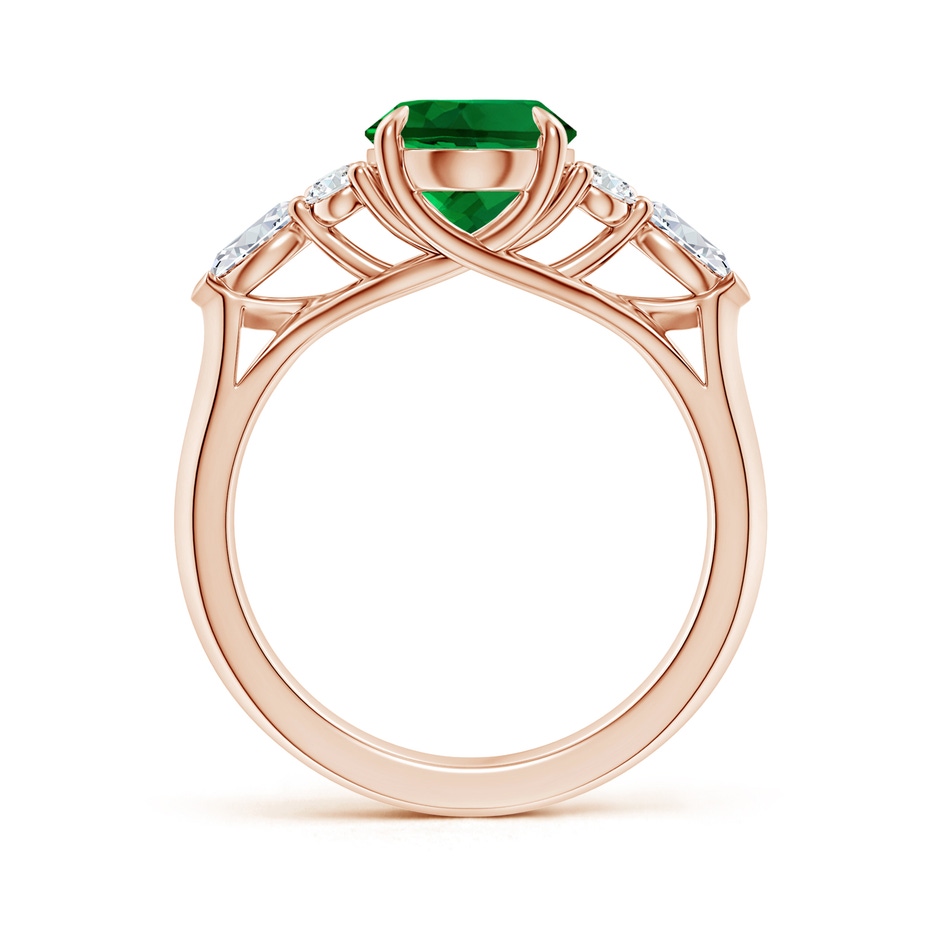 10x8mm Labgrown Lab-Grown Oval Emerald Side Stone Engagement Ring with Diamonds in Rose Gold side 199