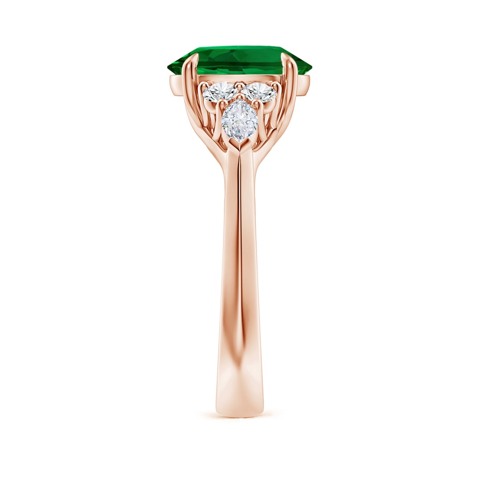 10x8mm Labgrown Lab-Grown Oval Emerald Side Stone Engagement Ring with Diamonds in Rose Gold side 299