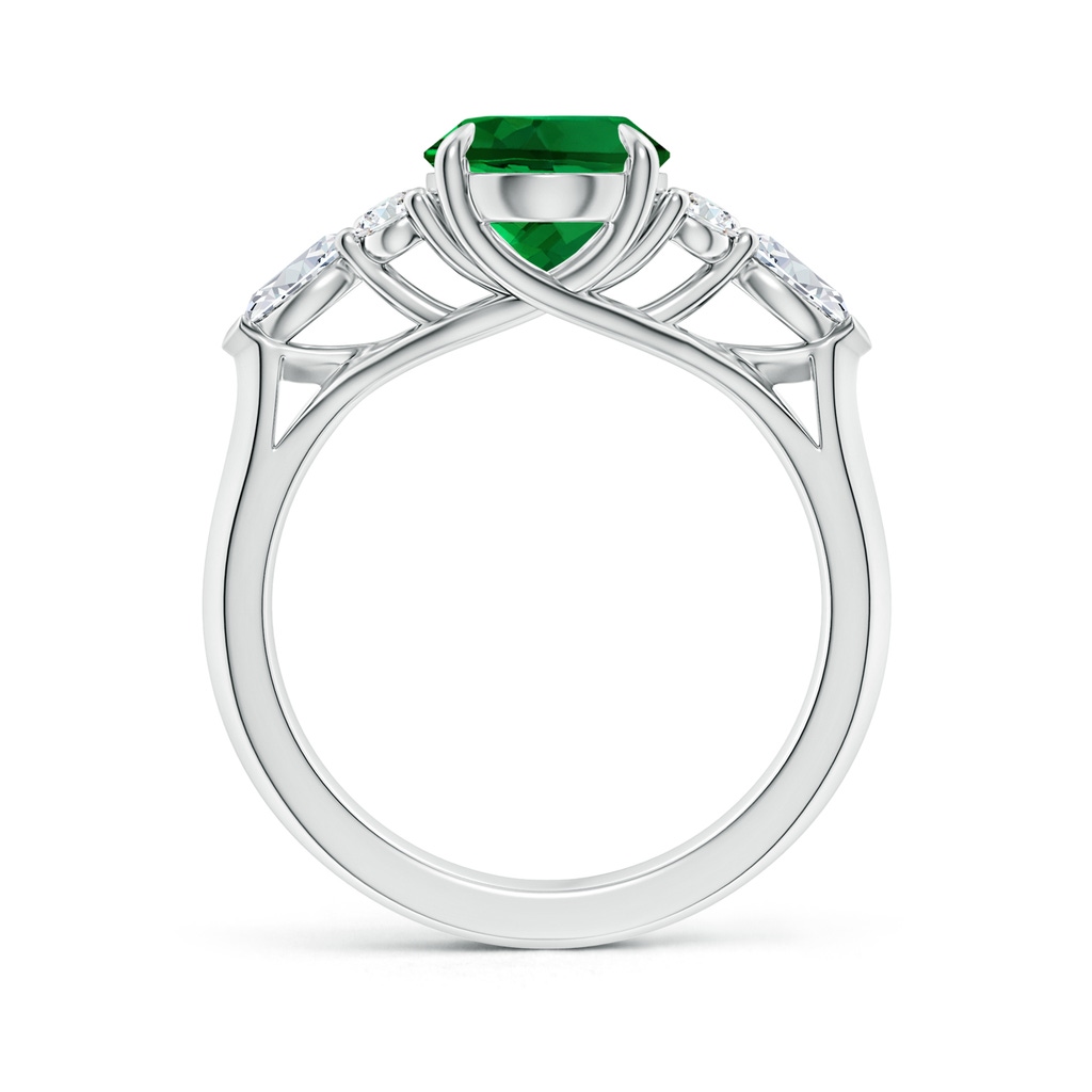 10x8mm Labgrown Lab-Grown Oval Emerald Side Stone Engagement Ring with Diamonds in White Gold - side 199