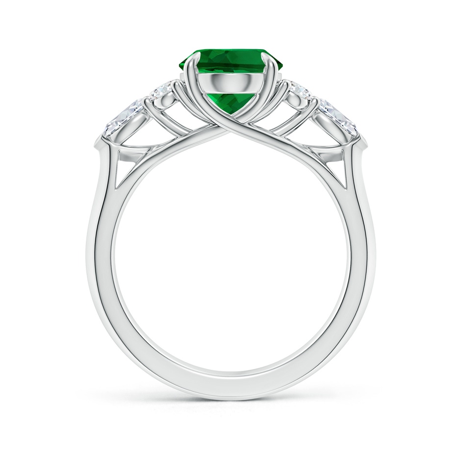 10x8mm Labgrown Lab-Grown Oval Emerald Side Stone Engagement Ring with Diamonds in White Gold side 199