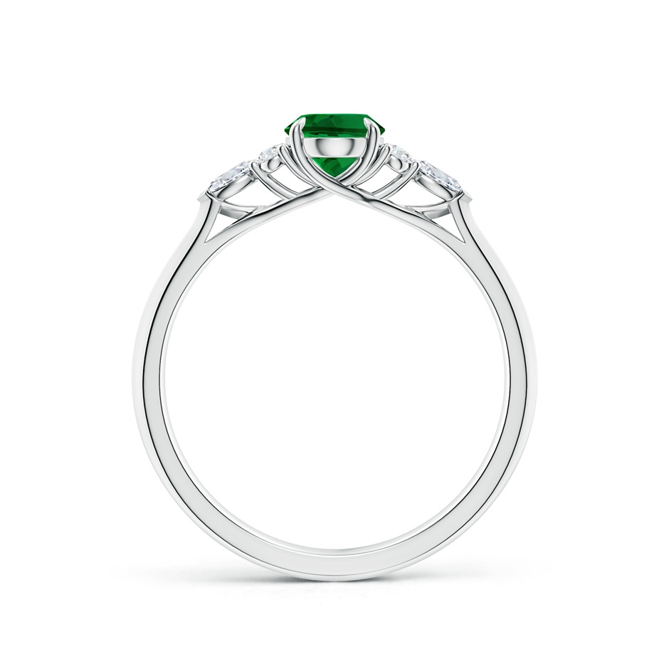 7x5mm Labgrown Lab-Grown Oval Emerald Side Stone Engagement Ring with Diamonds in 10K White Gold side 199