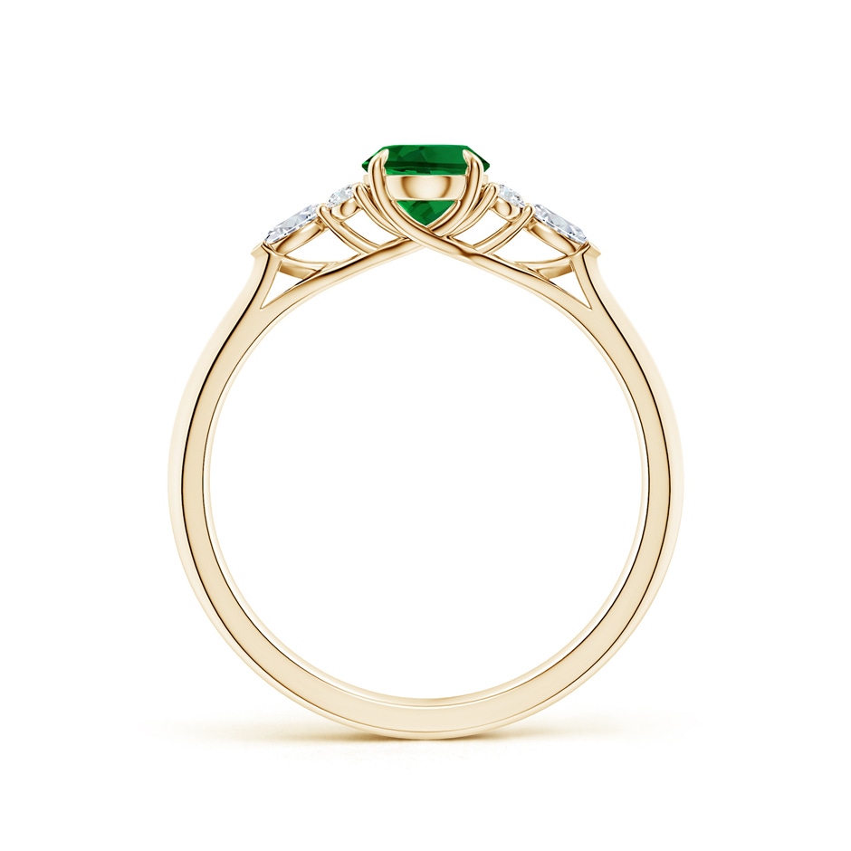 7x5mm Labgrown Lab-Grown Oval Emerald Side Stone Engagement Ring with Diamonds in Yellow Gold side 199