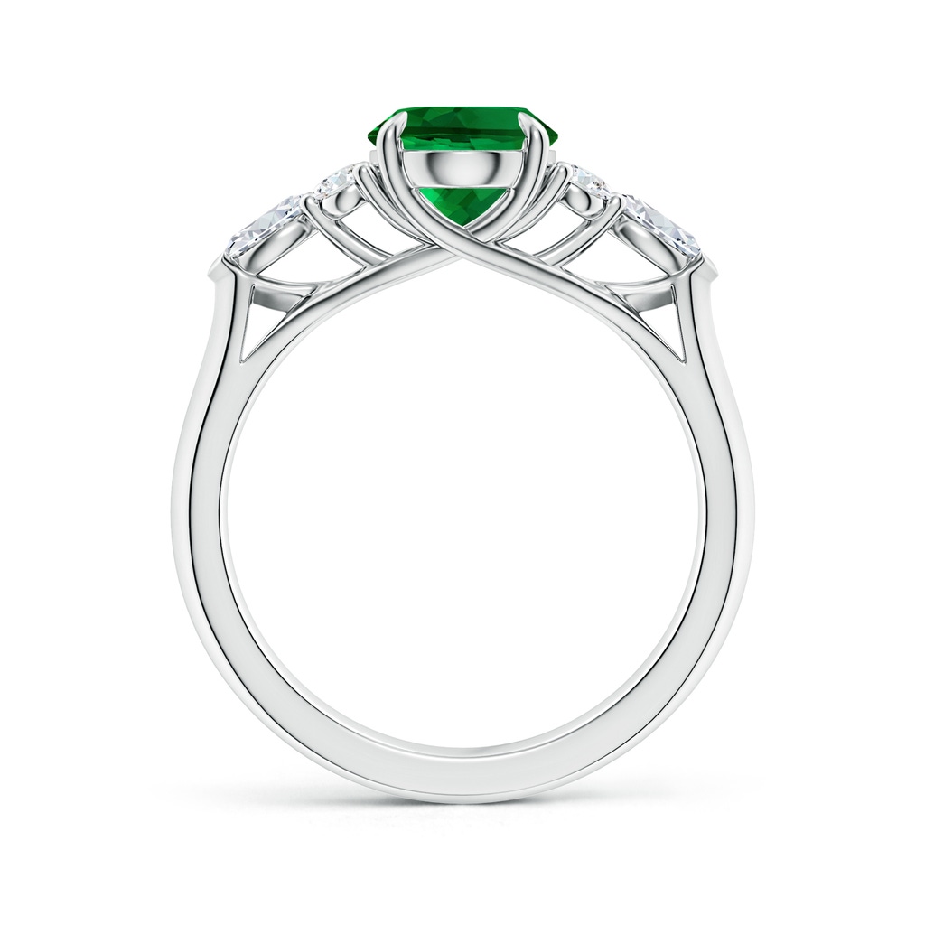 9x7mm Labgrown Lab-Grown Oval Emerald Side Stone Engagement Ring with Diamonds in White Gold Side 199