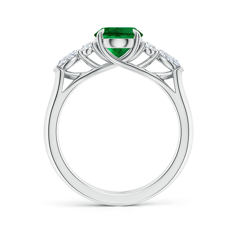 9x7mm Labgrown Lab-Grown Oval Emerald Side Stone Engagement Ring with Diamonds in White Gold side 199